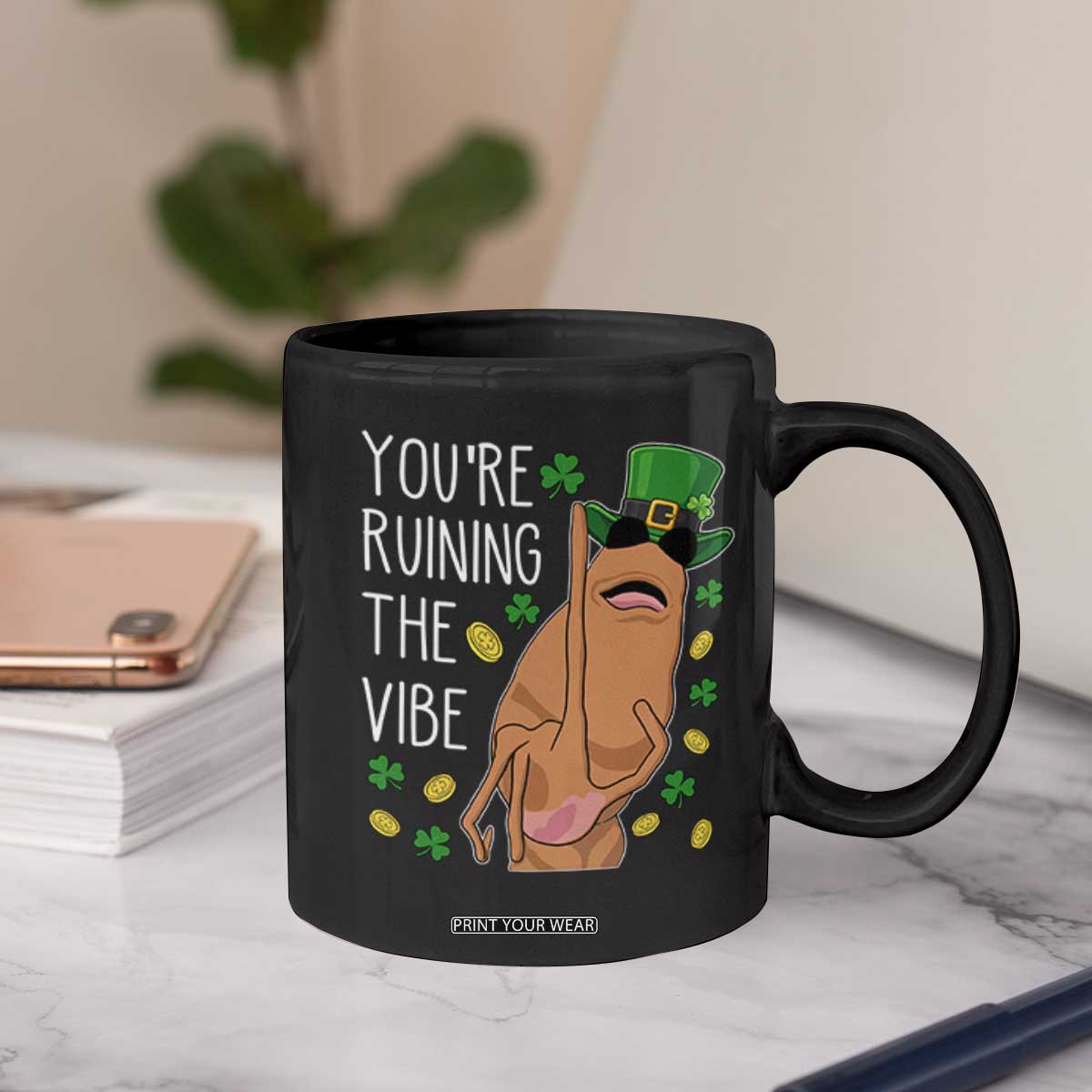 Marcus The Worm St Patricks Day Coffee Mug You're Ruining The Vibe TS14 Print Your Wear