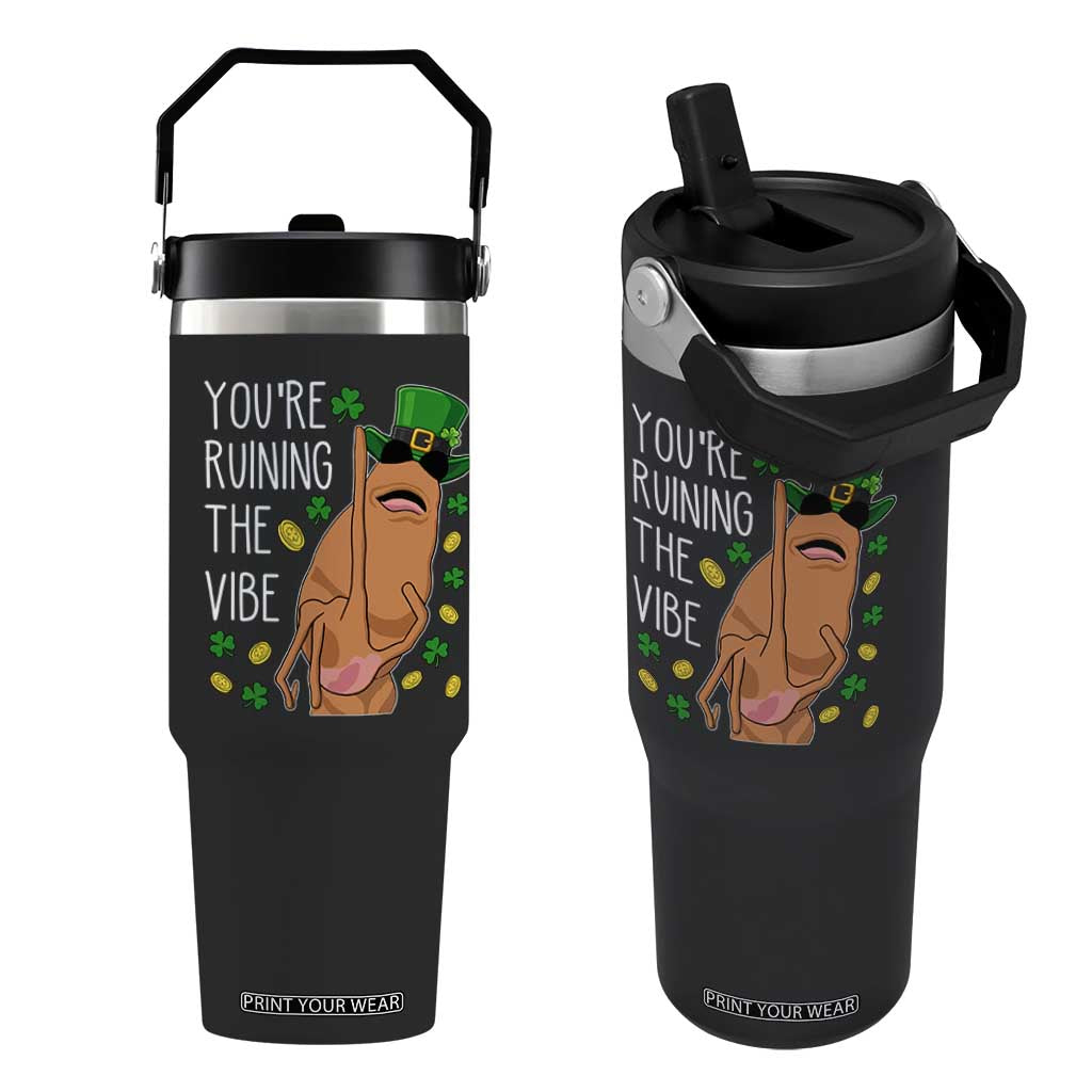Marcus The Worm St Patricks Day Flip Straw Tumbler You're Ruining The Vibe TS14 One Size: 30 oz Black Print Your Wear