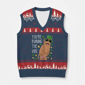 Marcus The Worm St Patricks Day V-Neck Knit Sweater Vest You're Ruining The Vibe TS14 Navy Red Print Your Wear