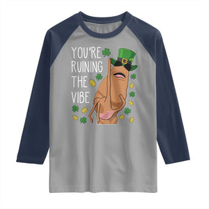 Marcus The Worm St Patricks Day Raglan Shirt You're Ruining The Vibe TS14 Sport Gray Navy Print Your Wear