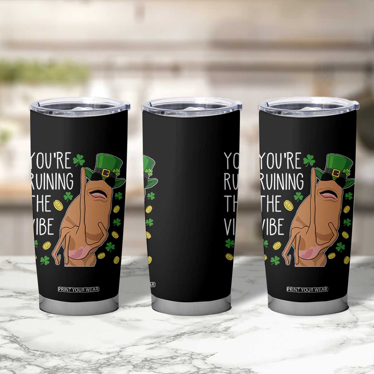 Marcus The Worm St Patricks Day Tumbler Cup You're Ruining The Vibe TS14 Print Your Wear