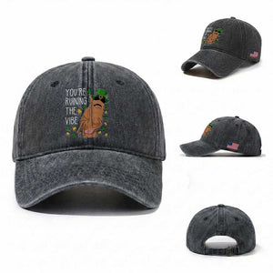 Marcus The Worm St Patricks Day Washed Cotton Baseball Cap You're Ruining The Vibe TS14 Washed Cap Universal Fit Dark Gray Print Your Wear