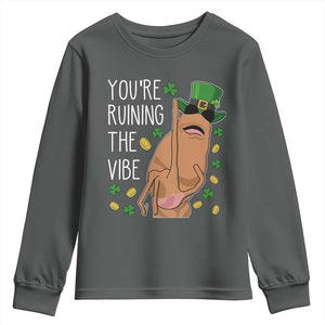 Marcus The Worm St Patricks Day Youth Sweatshirt You're Ruining The Vibe TS14 Dark Heather Print Your Wear