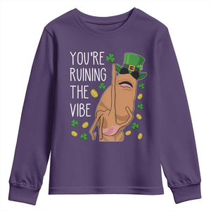 Marcus The Worm St Patricks Day Youth Sweatshirt You're Ruining The Vibe TS14 Purple Print Your Wear