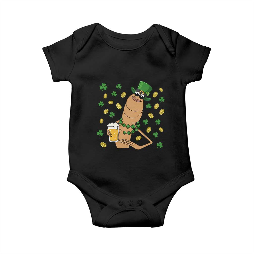 Marcus The Worm St Patricks Day Baby Onesie Funny Drinking Irish Beer Ireland TS14 Black Print Your Wear