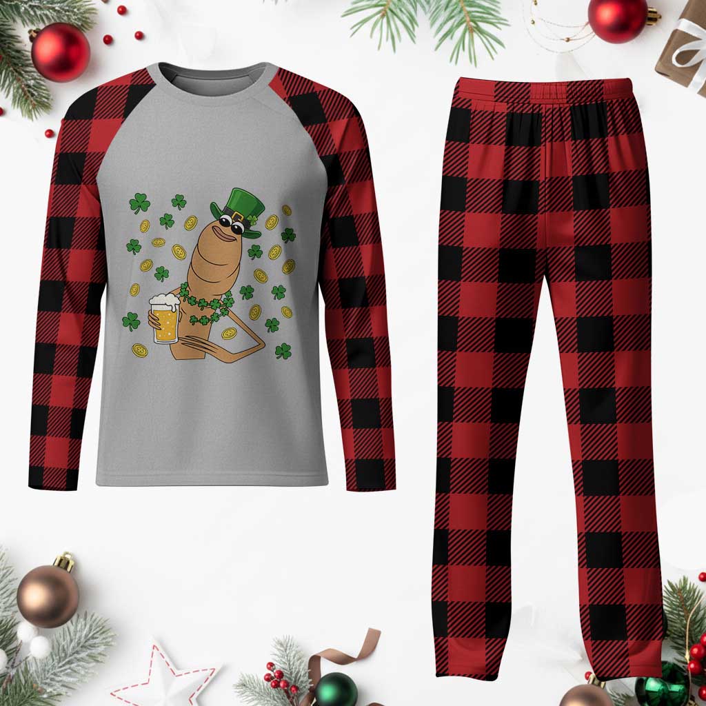 Marcus The Worm St Patricks Day Plaid Pajama Set Funny Drinking Irish Beer Ireland TS14 Buffalo Plaid Print Your Wear