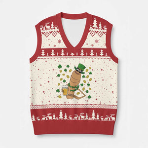 Marcus The Worm St Patricks Day V-Neck Knit Sweater Vest Funny Drinking Irish Beer Ireland TS14 Beige Red Print Your Wear