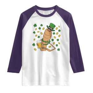 Marcus The Worm St Patricks Day Raglan Shirt Funny Drinking Irish Beer Ireland TS14 White Purple Print Your Wear
