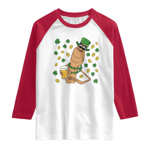 Marcus The Worm St Patricks Day Raglan Shirt Funny Drinking Irish Beer Ireland TS14 White Red Print Your Wear