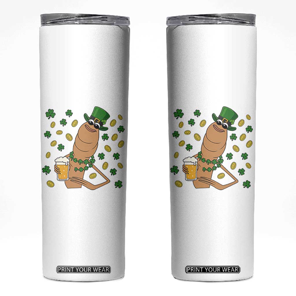 Marcus The Worm St Patricks Day Skinny Tumbler Funny Drinking Irish Beer Ireland TS14 White Print Your Wear