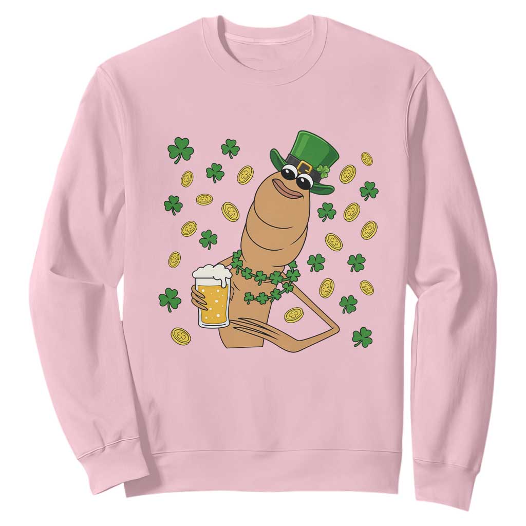 Marcus The Worm St Patricks Day Sweatshirt Funny Drinking Irish Beer Ireland TS14 Light Pink Print Your Wear