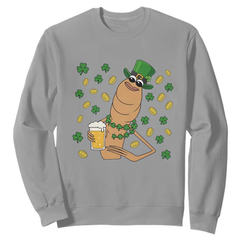 Marcus The Worm St Patricks Day Sweatshirt Funny Drinking Irish Beer Ireland TS14 Sport Gray Print Your Wear