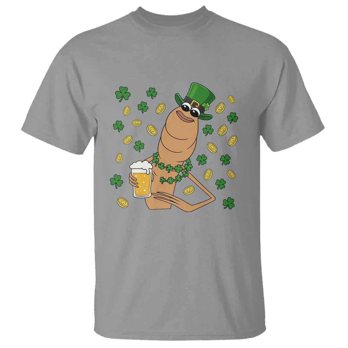 Marcus The Worm St Patricks Day T Shirt Funny Drinking Irish Beer Ireland TS14 Sport Gray Print Your Wear