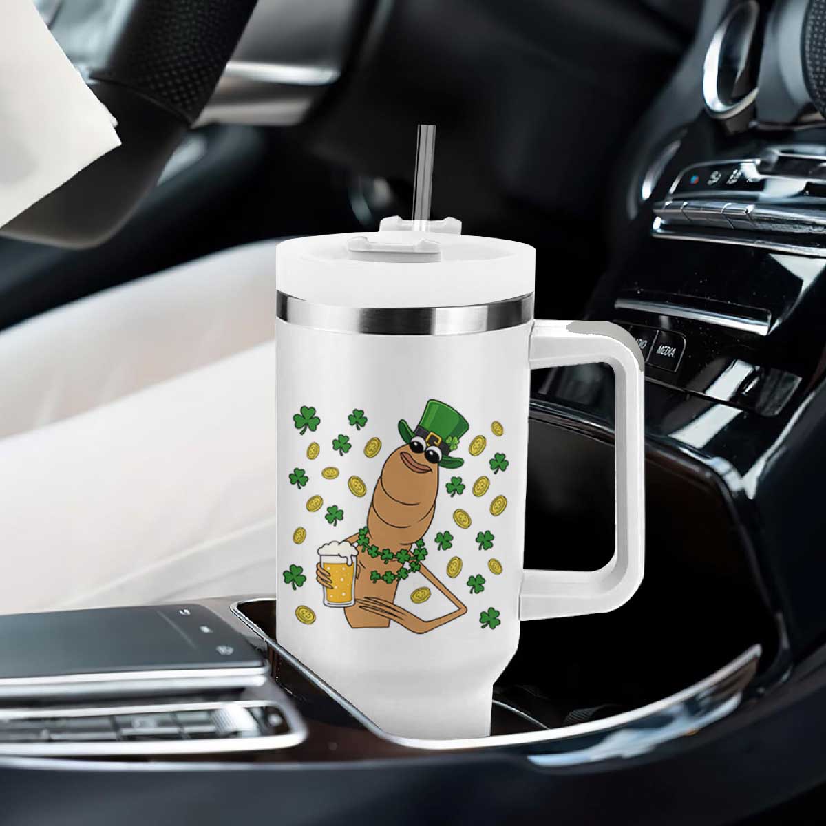 Marcus The Worm St Patricks Day Tumbler With Handle Funny Drinking Irish Beer Ireland TS14 Print Your Wear