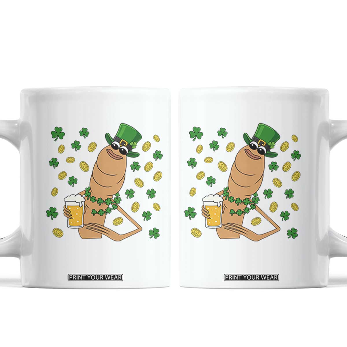Marcus The Worm St Patricks Day Coffee Mug Funny Drinking Irish Beer Ireland TS14 White Print Your Wear
