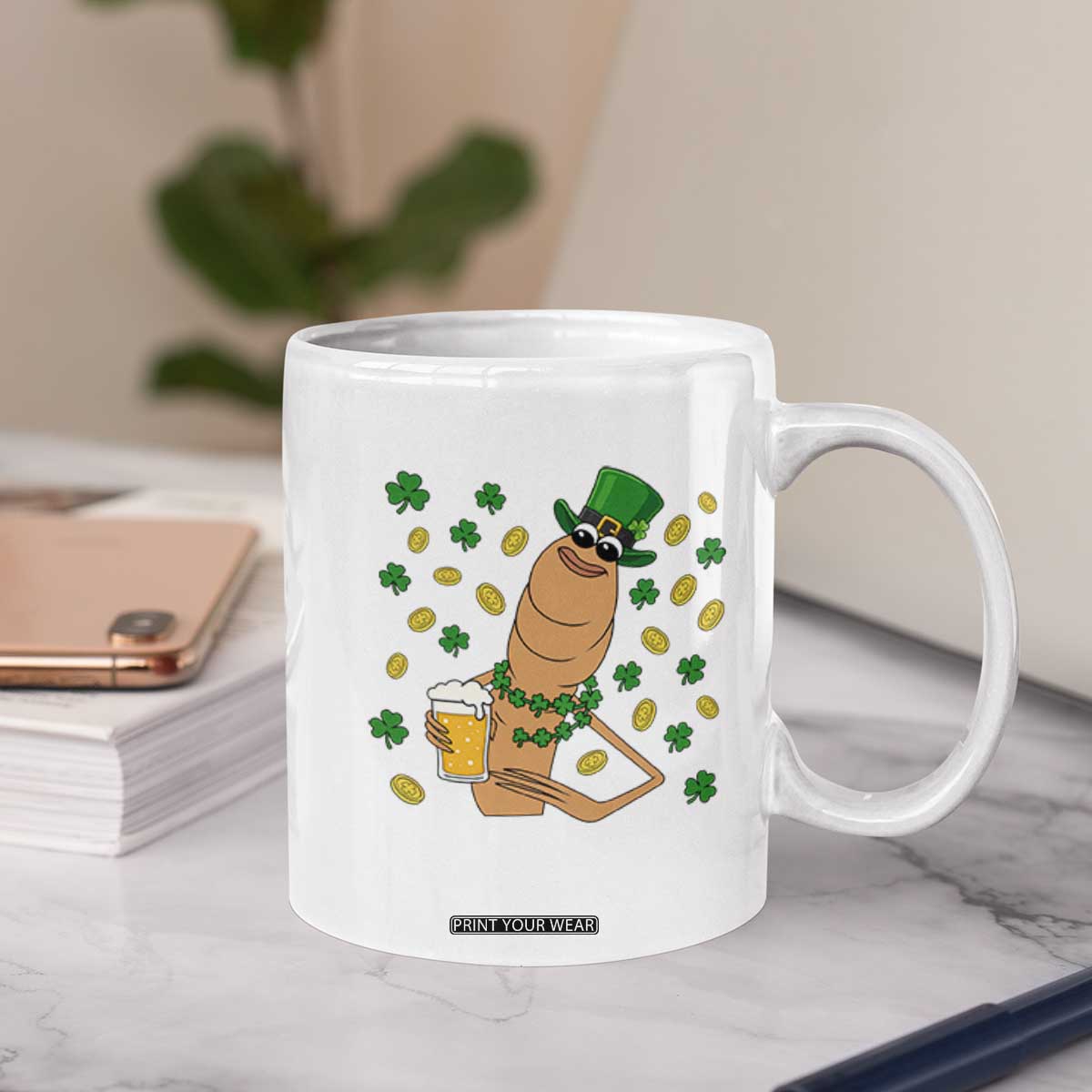 Marcus The Worm St Patricks Day Coffee Mug Funny Drinking Irish Beer Ireland TS14 Print Your Wear