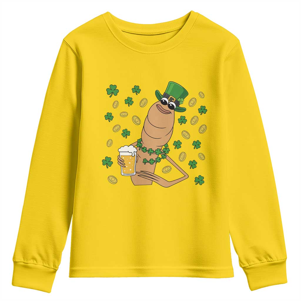 Marcus The Worm St Patricks Day Youth Sweatshirt Funny Drinking Irish Beer Ireland TS14 Daisy Print Your Wear