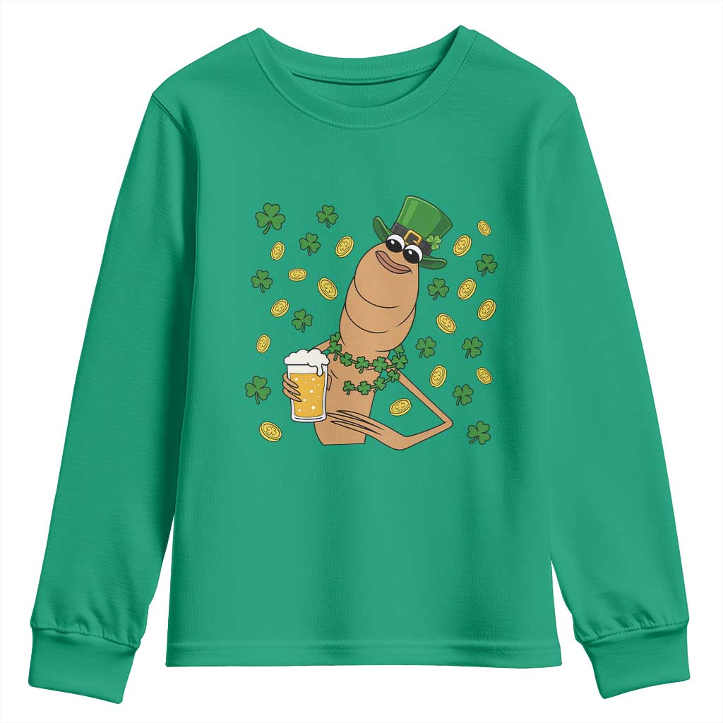 Marcus The Worm St Patricks Day Youth Sweatshirt Funny Drinking Irish Beer Ireland TS14 Irish Green Print Your Wear