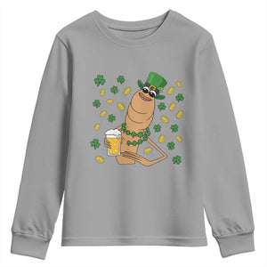 Marcus The Worm St Patricks Day Youth Sweatshirt Funny Drinking Irish Beer Ireland TS14 Sport Gray Print Your Wear