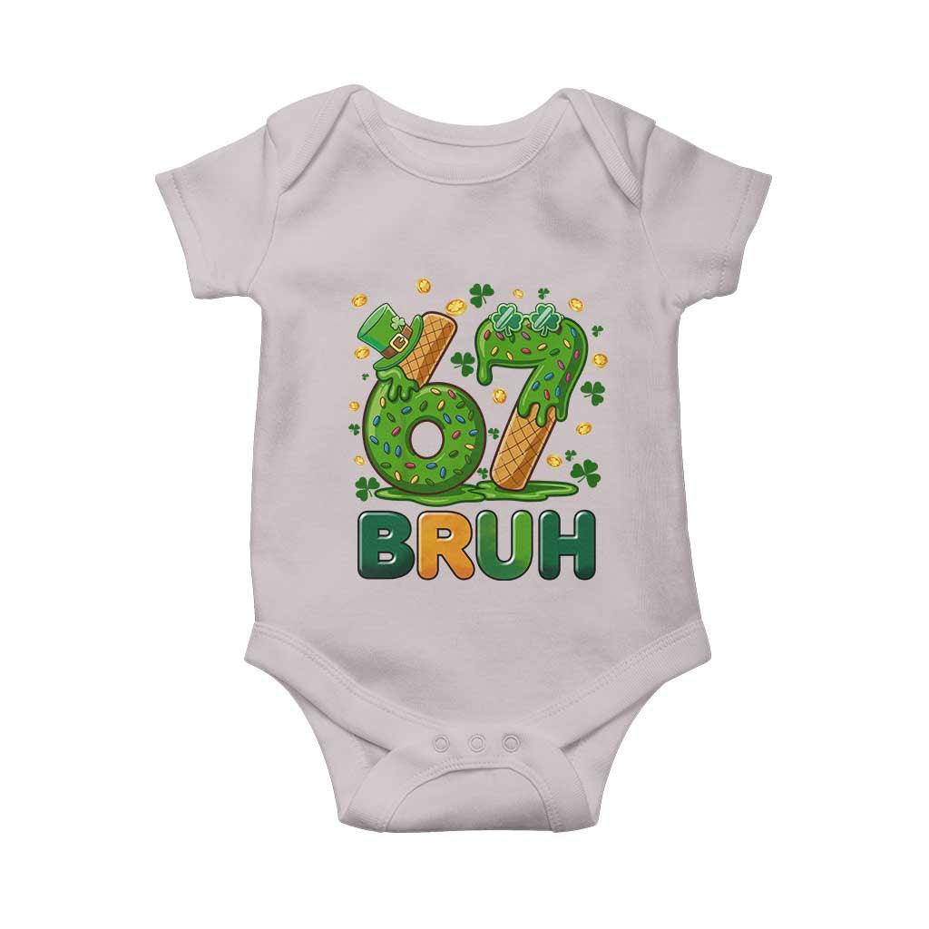 67 St Patricks Day Baby Onesie Funny Six Seven Bruh Meme TS14 Ice Gray Print Your Wear
