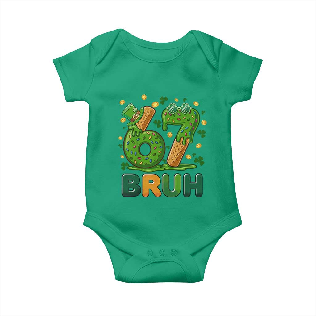 67 St Patricks Day Baby Onesie Funny Six Seven Bruh Meme TS14 Irish Green Print Your Wear