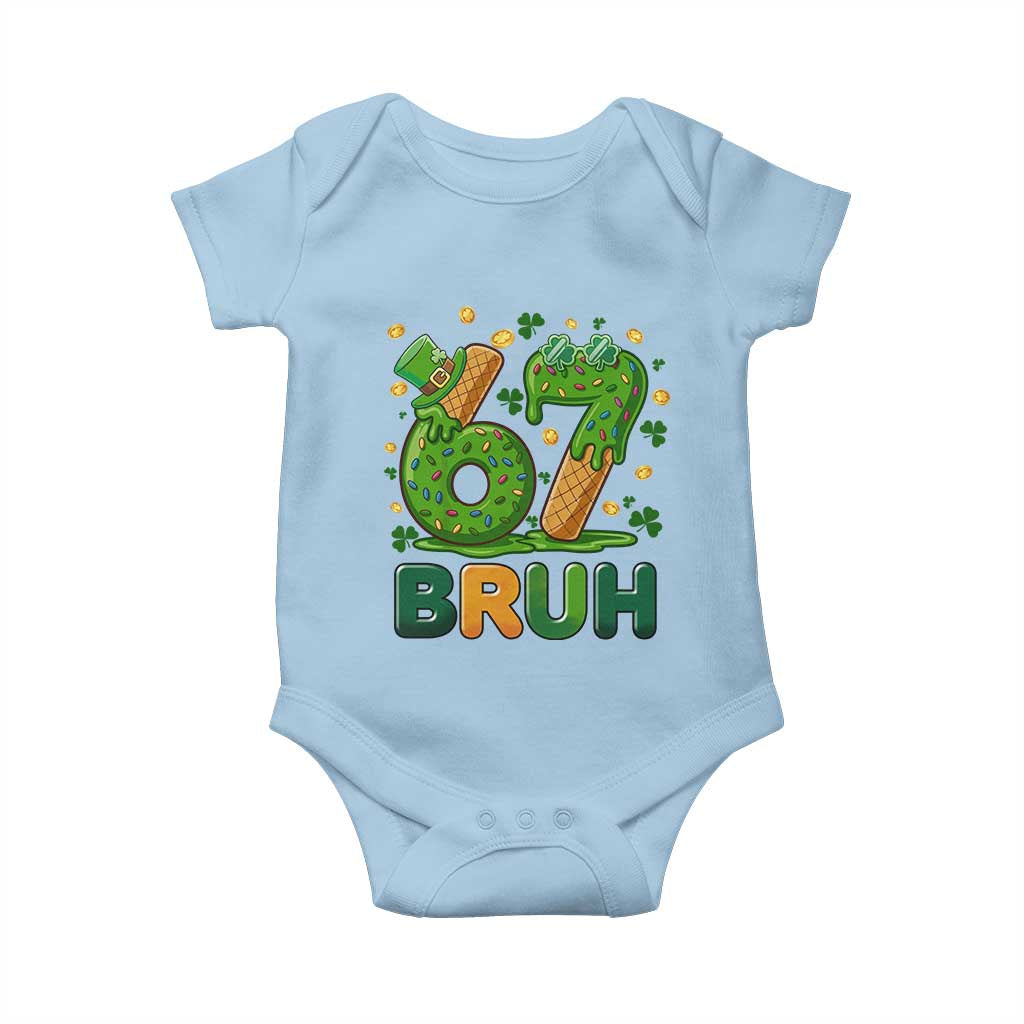 67 St Patricks Day Baby Onesie Funny Six Seven Bruh Meme TS14 Light Blue Print Your Wear
