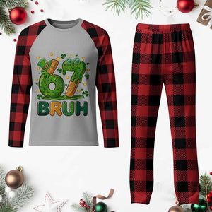 67 St Patricks Day Plaid Pajama Set Funny Six Seven Bruh Meme TS14 Buffalo Plaid Print Your Wear
