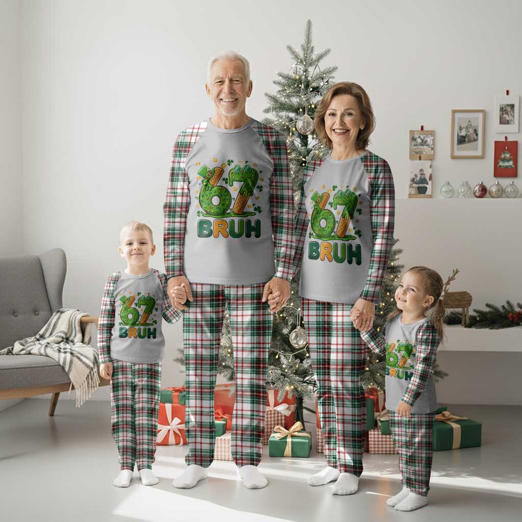 67 St Patricks Day Plaid Pajama Set Funny Six Seven Bruh Meme TS14 Christmas Plaid Print Your Wear