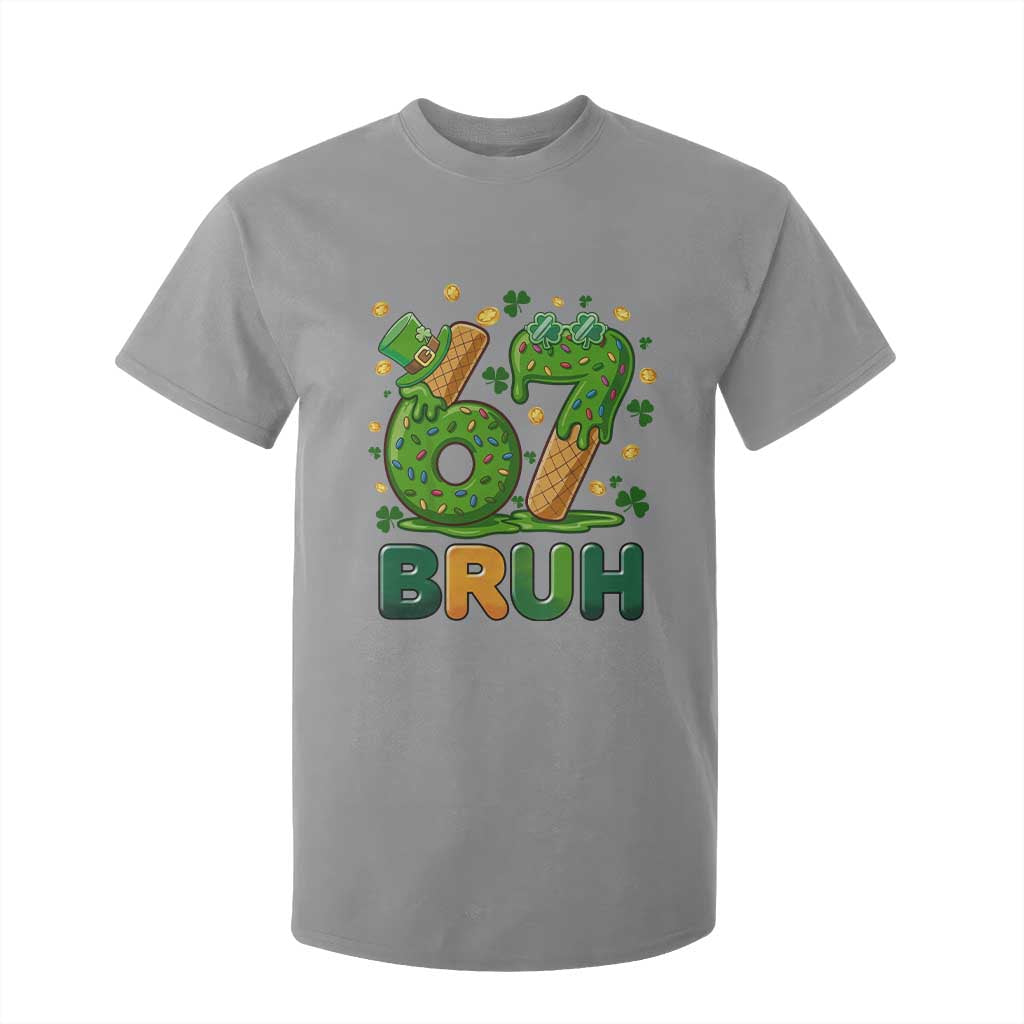 67 St Patricks Day T Shirt For Kid Funny Six Seven Bruh Meme TS14 Sport Gray Print Your Wear