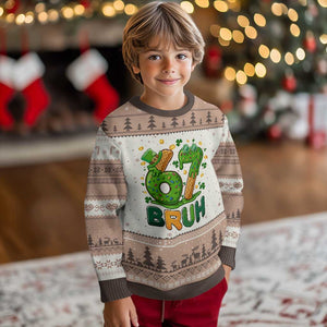 67 St Patricks Day Ugly Christmas Sweater Funny Six Seven Bruh Meme TS14 Mocha Mousse Print Your Wear