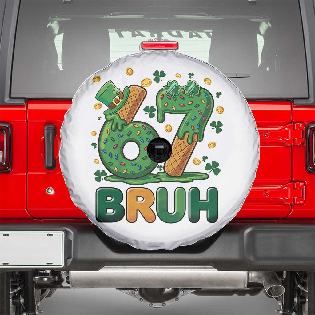 67 St Patricks Day Spare Tire Cover Funny Six Seven Bruh Meme TS14 White Print Your Wear