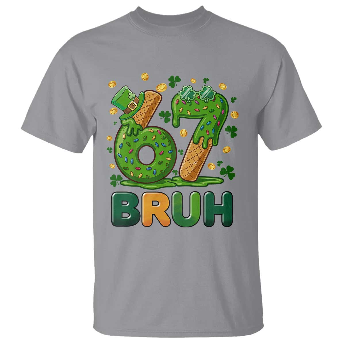 67 St Patricks Day T Shirt Funny Six Seven Bruh Meme TS14 Sport Gray Print Your Wear