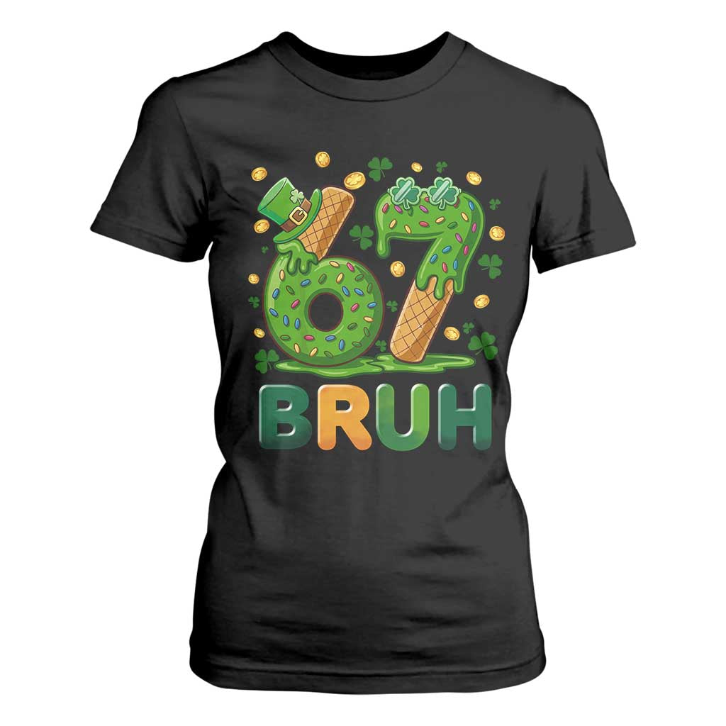 67 St Patricks Day T Shirt For Women Funny Six Seven Bruh Meme TS14 Black Print Your Wear