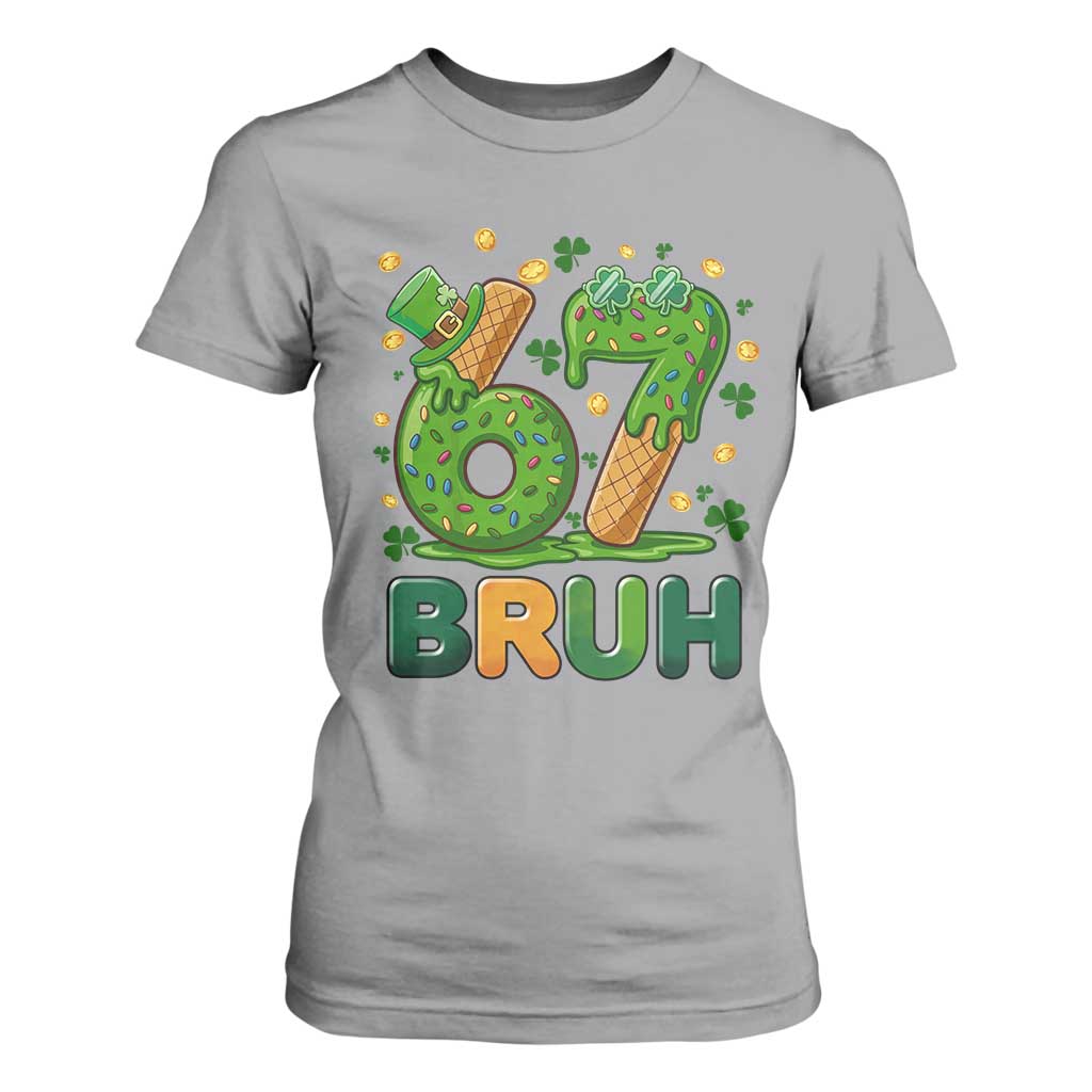 67 St Patricks Day T Shirt For Women Funny Six Seven Bruh Meme TS14 Sport Gray Print Your Wear