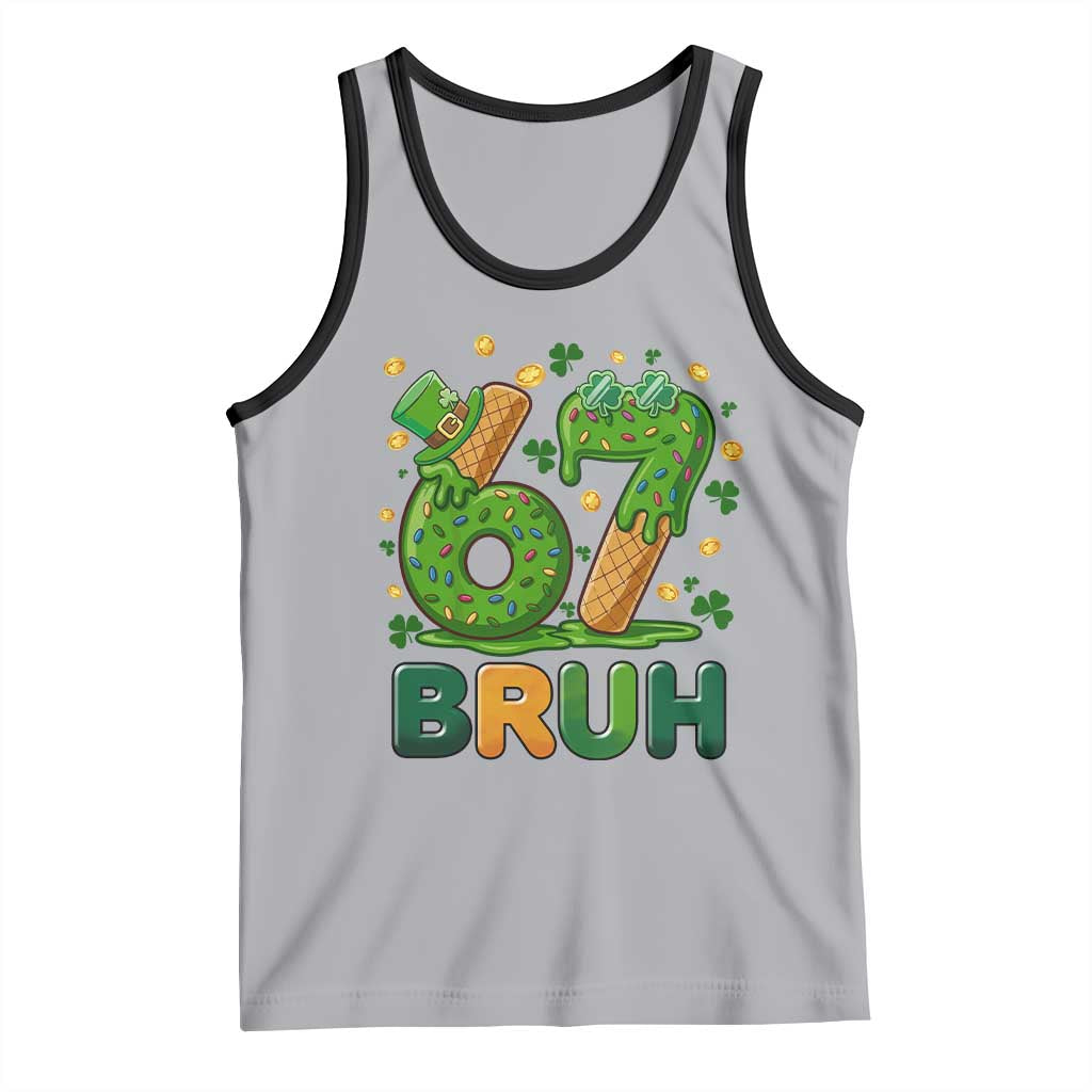 67 St Patricks Day Tank Top Funny Six Seven Bruh Meme TS14 Athletic Heather Black Print Your Wear