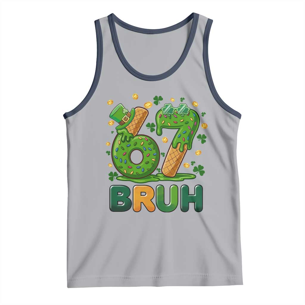 67 St Patricks Day Tank Top Funny Six Seven Bruh Meme TS14 Athletic Heather Navy Print Your Wear
