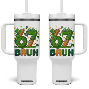 67 St Patricks Day Tumbler With Handle Funny Six Seven Bruh Meme TS14 One Size: 40 oz White Print Your Wear