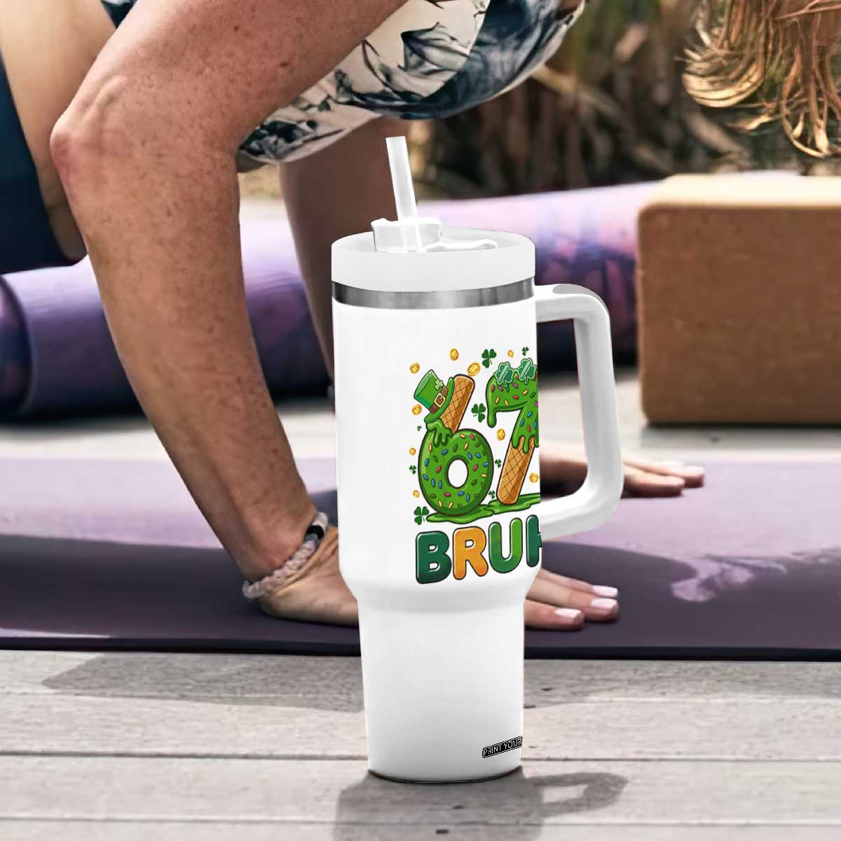 67 St Patricks Day Tumbler With Handle Funny Six Seven Bruh Meme TS14 Print Your Wear