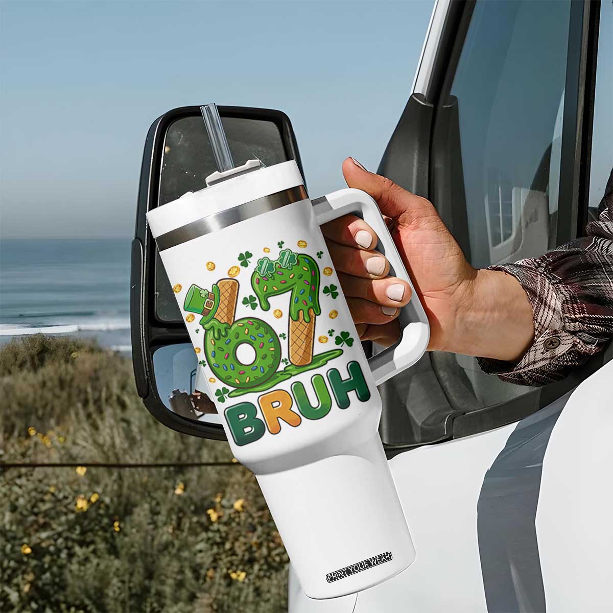 67 St Patricks Day Tumbler With Handle Funny Six Seven Bruh Meme TS14 Print Your Wear