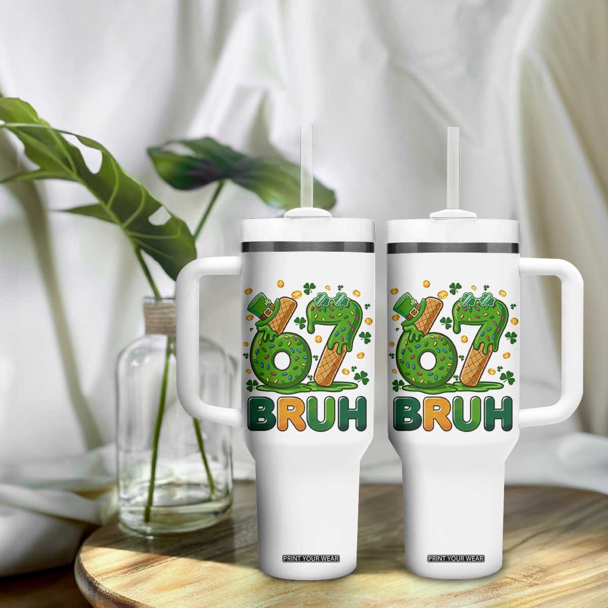 67 St Patricks Day Tumbler With Handle Funny Six Seven Bruh Meme TS14 Print Your Wear