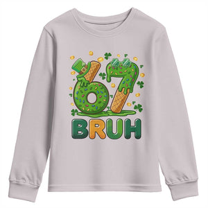 67 St Patricks Day Youth Sweatshirt Funny Six Seven Bruh Meme TS14 Ice Gray Print Your Wear