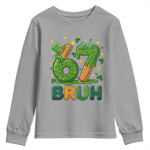 67 St Patricks Day Youth Sweatshirt Funny Six Seven Bruh Meme TS14 Sport Gray Print Your Wear