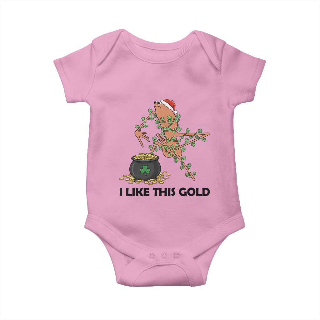 Marcus The Worm St Patricks Day Baby Onesie I Like This Gold TS14 Light Pink Print Your Wear