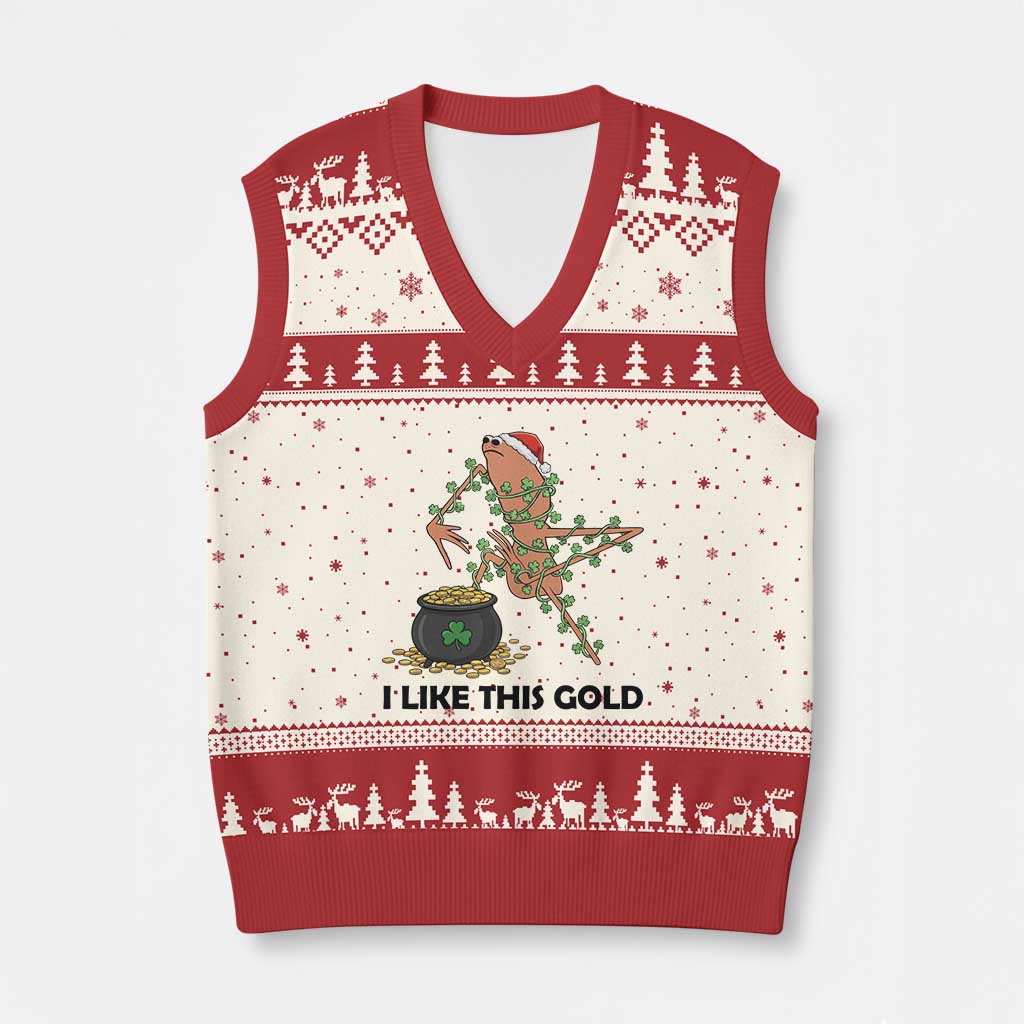 Marcus The Worm St Patricks Day V-Neck Knit Sweater Vest I Like This Gold TS14 Beige Red Print Your Wear