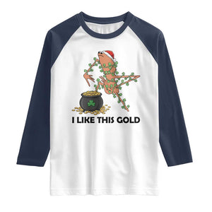 Marcus The Worm St Patricks Day Raglan Shirt I Like This Gold TS14 White Navy Print Your Wear