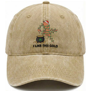 Marcus The Worm St Patricks Day Washed Cotton Baseball Cap I Like This Gold TS14 Washed Cap Universal Fit Khaki Print Your Wear