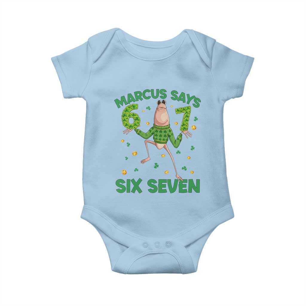 Marcus The Worm St Patricks Day Baby Onesie Funny 67 Six Seven Hands Meme TS14 Light Blue Print Your Wear
