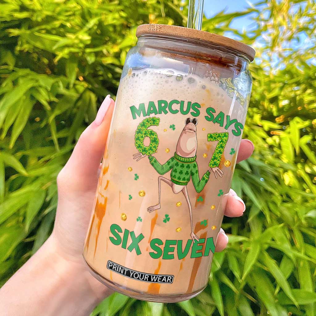 Marcus The Worm St Patricks Day Glass Can Funny 67 Six Seven Hands Meme TS14 White Print Your Wear