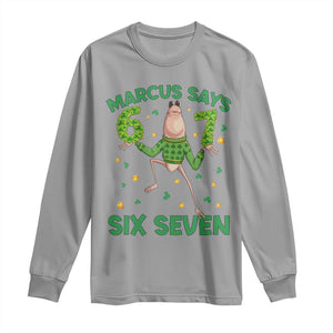 Marcus The Worm St Patricks Day Long Sleeve Shirt Funny 67 Six Seven Hands Meme TS14 Sport Gray Print Your Wear