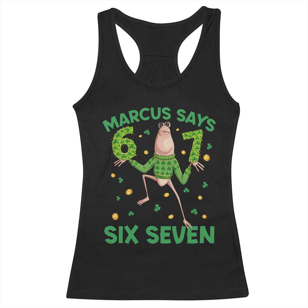 Marcus The Worm St Patricks Day Racerback Tank Top Funny 67 Six Seven Hands Meme TS14 Black Print Your Wear